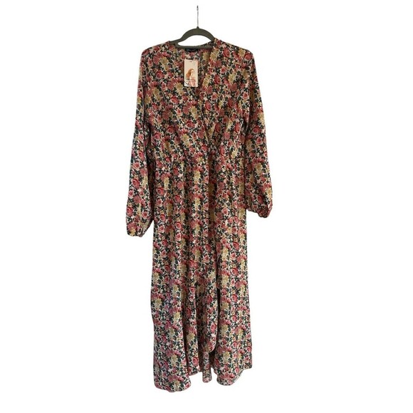Pretty Garden Dresses & Skirts - Pretty Garden Long Sleeve Vintage Wrap Dress Size Large Floral Print No Belt